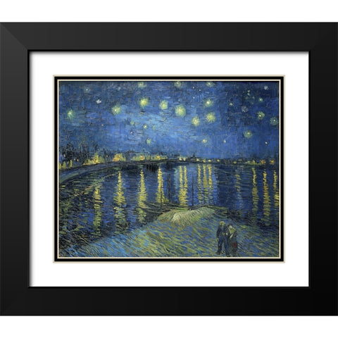 Starry Night Over the Rhone Black Modern Wood Framed Art Print with Double Matting by Van Gogh, Vincent