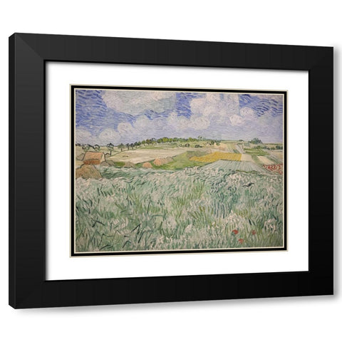 Plain near Auvers Black Modern Wood Framed Art Print with Double Matting by Van Gogh, Vincent