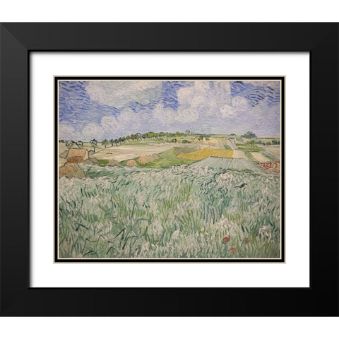 Plain near Auvers Black Modern Wood Framed Art Print with Double Matting by Van Gogh, Vincent