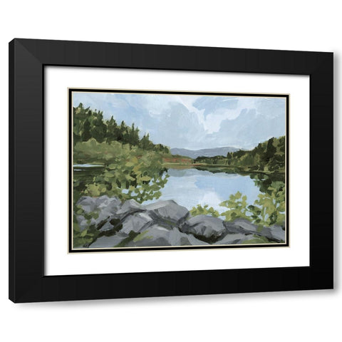 Lake Overlook I Black Modern Wood Framed Art Print with Double Matting by Barnes, Victoria