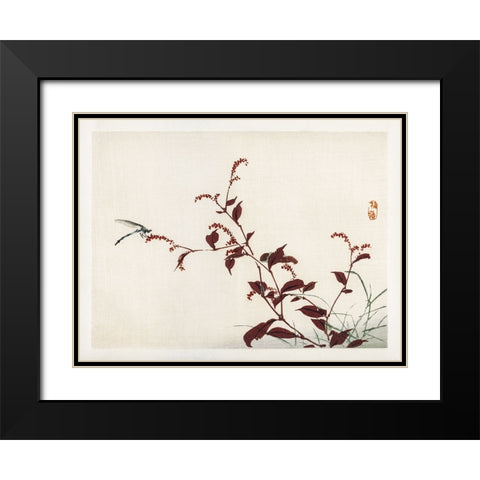 Kono Bairei Dragonflies II Black Modern Wood Framed Art Print with Double Matting by Vision Studio