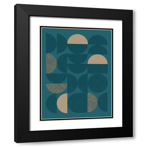 Teal Sand Geo I Black Modern Wood Framed Art Print with Double Matting by Vision Studio