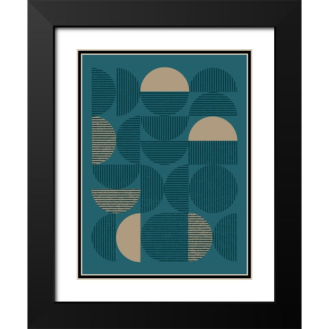 Teal Sand Geo I Black Modern Wood Framed Art Print with Double Matting by Vision Studio