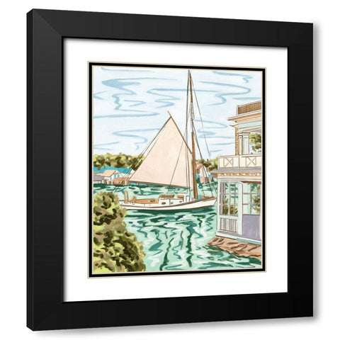 Summer Sails III Black Modern Wood Framed Art Print with Double Matting by Wang, Melissa