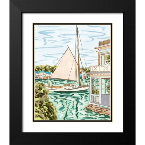 Summer Sails III Black Modern Wood Framed Art Print with Double Matting by Wang, Melissa