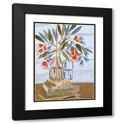 Vase and Books I Black Modern Wood Framed Art Print with Double Matting by Wang, Melissa