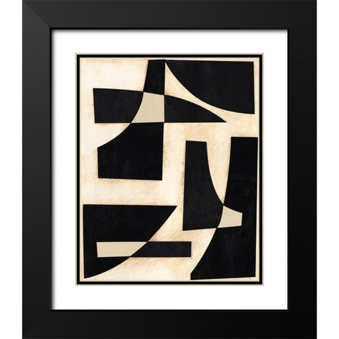 Onyx Cutout Shapes I Black Modern Wood Framed Art Print with Double Matting by Moore, Regina