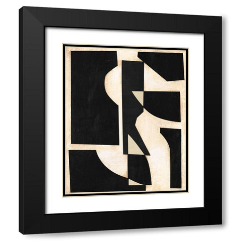 Onyx Cutout Shapes II Black Modern Wood Framed Art Print with Double Matting by Moore, Regina