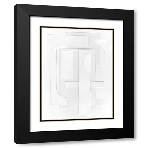 White Geometric I Black Modern Wood Framed Art Print with Double Matting by Willett, Michael