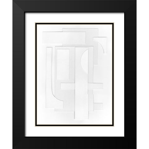 White Geometric I Black Modern Wood Framed Art Print with Double Matting by Willett, Michael