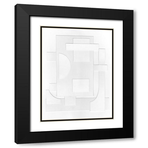 White Geometric II Black Modern Wood Framed Art Print with Double Matting by Willett, Michael