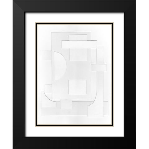 White Geometric II Black Modern Wood Framed Art Print with Double Matting by Willett, Michael