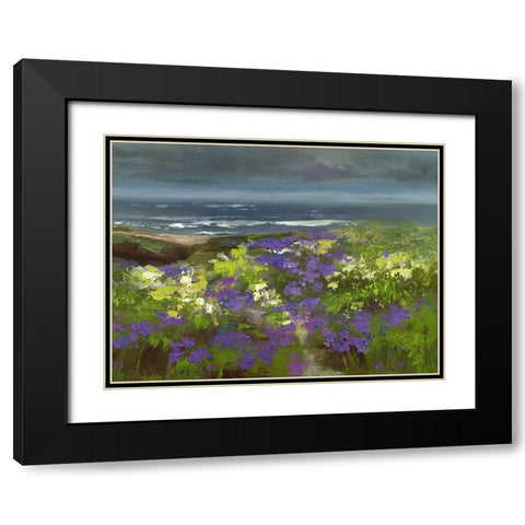 Cliffside Flowers Black Modern Wood Framed Art Print with Double Matting by Finch, Sheila