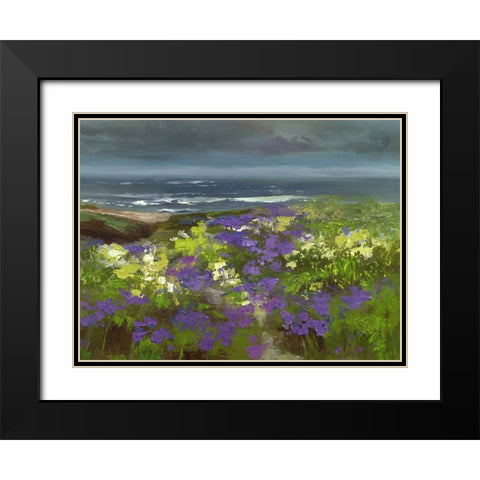 Cliffside Flowers Black Modern Wood Framed Art Print with Double Matting by Finch, Sheila