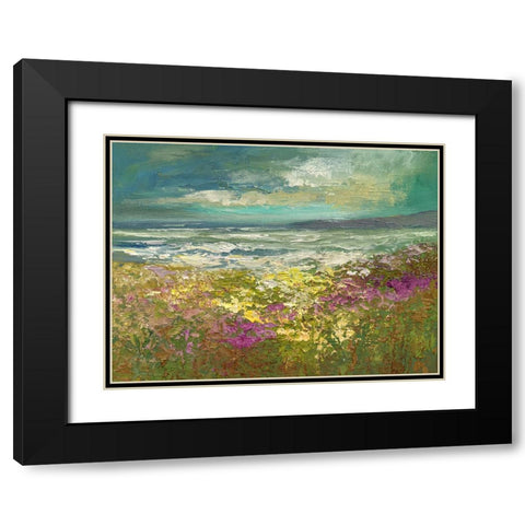 Bayside Flowers Black Modern Wood Framed Art Print with Double Matting by Finch, Sheila