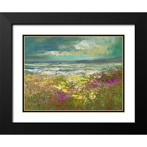 Bayside Flowers Black Modern Wood Framed Art Print with Double Matting by Finch, Sheila