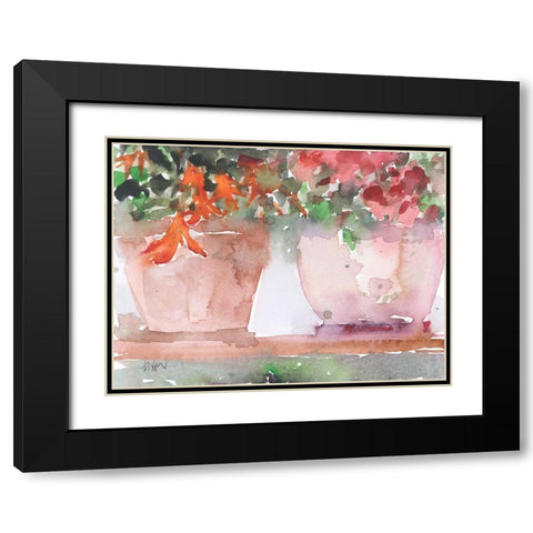 Florals From the Balcony II Black Modern Wood Framed Art Print with Double Matting by Dixon, Samuel