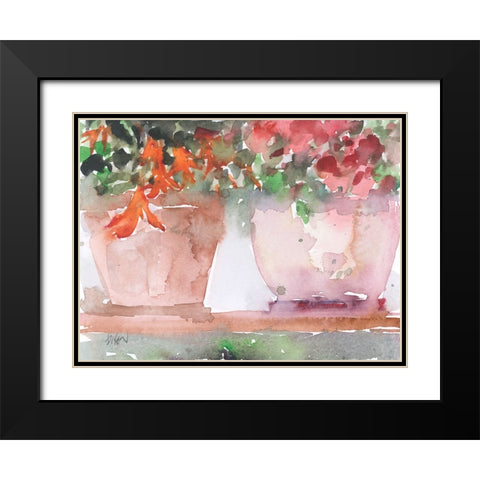 Florals From the Balcony II Black Modern Wood Framed Art Print with Double Matting by Dixon, Samuel