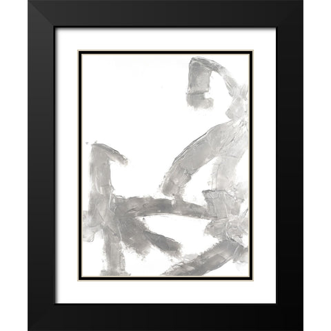 Silvery Strokes I Black Modern Wood Framed Art Print with Double Matting by Willett, Michael