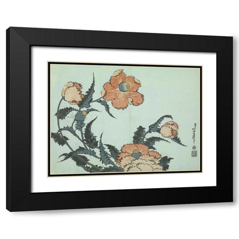 Katsushika Hokusai Floral I Black Modern Wood Framed Art Print with Double Matting by Hokusai, Katsushika
