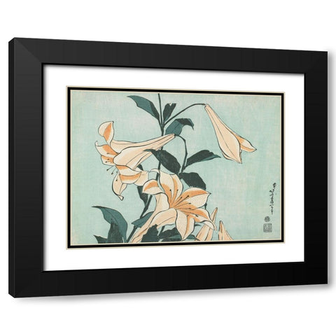 Katsushika Hokusai Floral II Black Modern Wood Framed Art Print with Double Matting by Hokusai, Katsushika