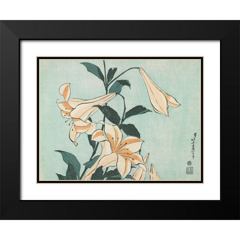 Katsushika Hokusai Floral II Black Modern Wood Framed Art Print with Double Matting by Hokusai, Katsushika