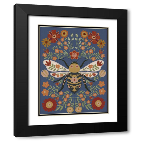 Folk Art Fun I Black Modern Wood Framed Art Print with Double Matting by Moore, Regina