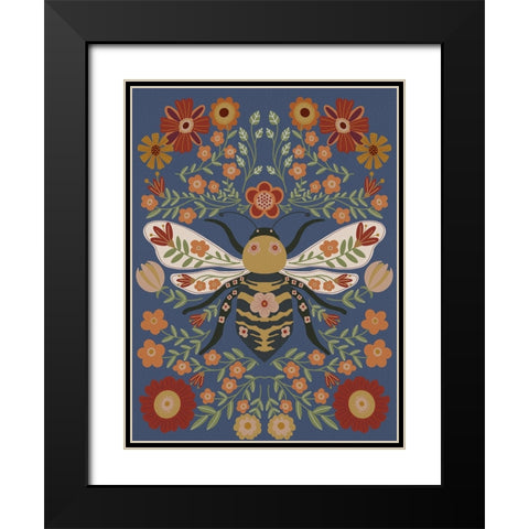 Folk Art Fun I Black Modern Wood Framed Art Print with Double Matting by Moore, Regina