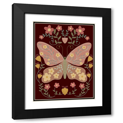 Folk Art Fun IV Black Modern Wood Framed Art Print with Double Matting by Moore, Regina