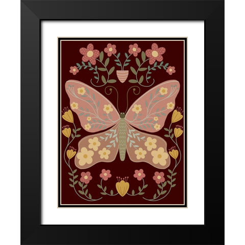 Folk Art Fun IV Black Modern Wood Framed Art Print with Double Matting by Moore, Regina