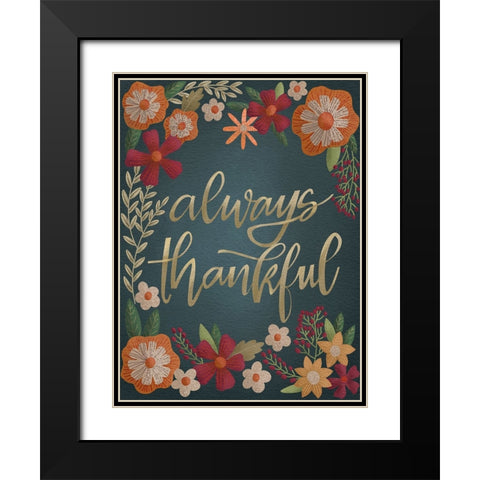 Autumn Flowers Thankful II Black Modern Wood Framed Art Print with Double Matting by Moore, Regina