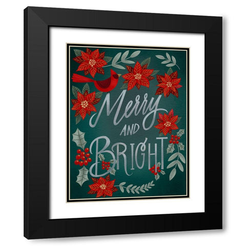 Red Flowers Christmas I Black Modern Wood Framed Art Print with Double Matting by Moore, Regina