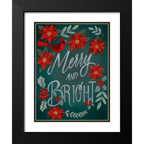 Red Flowers Christmas I Black Modern Wood Framed Art Print with Double Matting by Moore, Regina