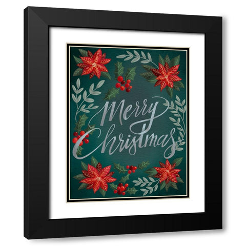 Red Flowers Christmas II Black Modern Wood Framed Art Print with Double Matting by Moore, Regina