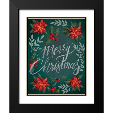 Red Flowers Christmas II Black Modern Wood Framed Art Print with Double Matting by Moore, Regina