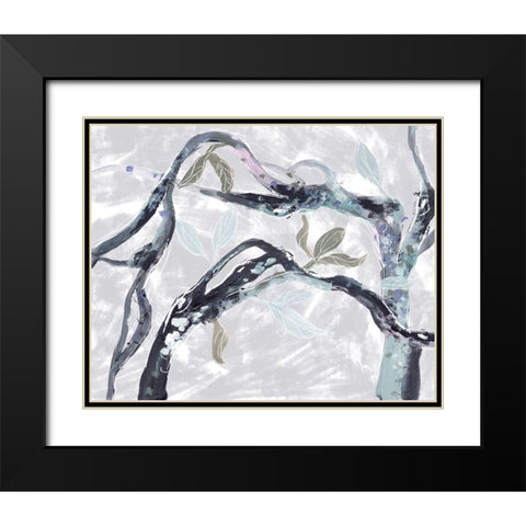 Snowy Branches I Black Modern Wood Framed Art Print with Double Matting by Wang, Melissa