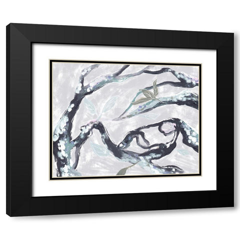 Snowy Branches II Black Modern Wood Framed Art Print with Double Matting by Wang, Melissa