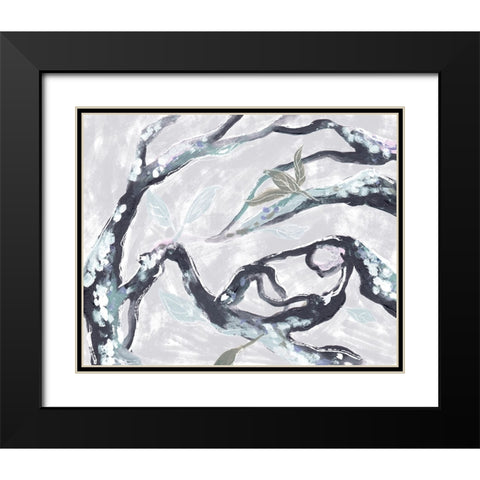 Snowy Branches II Black Modern Wood Framed Art Print with Double Matting by Wang, Melissa