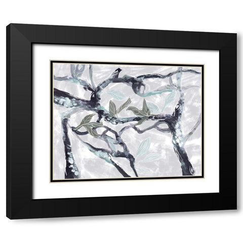 Snowy Branches IV Black Modern Wood Framed Art Print with Double Matting by Wang, Melissa