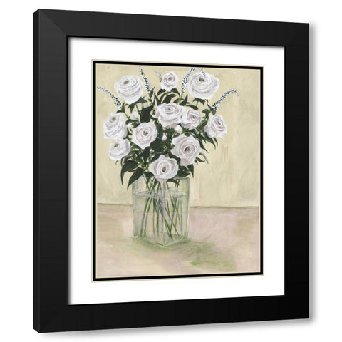 Pale Roses Black Modern Wood Framed Art Print with Double Matting by Willett, Michael