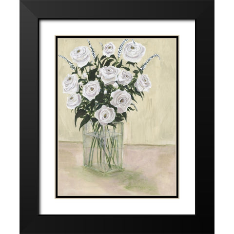 Pale Roses Black Modern Wood Framed Art Print with Double Matting by Willett, Michael