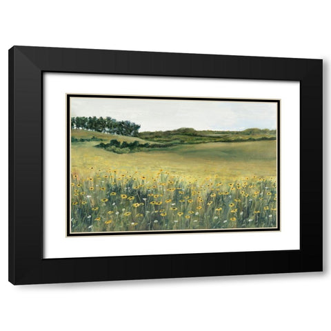 Yellow Meadow Black Modern Wood Framed Art Print with Double Matting by Willett, Michael