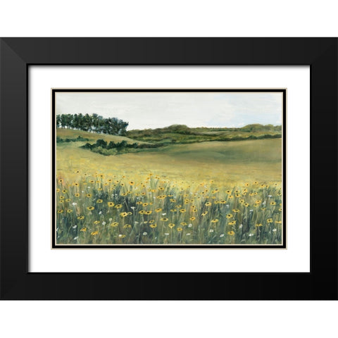 Yellow Meadow Black Modern Wood Framed Art Print with Double Matting by Willett, Michael