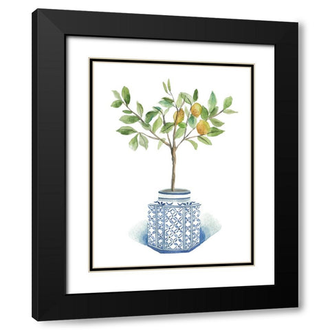 Growing Lemon I Black Modern Wood Framed Art Print with Double Matting by Wang, Melissa