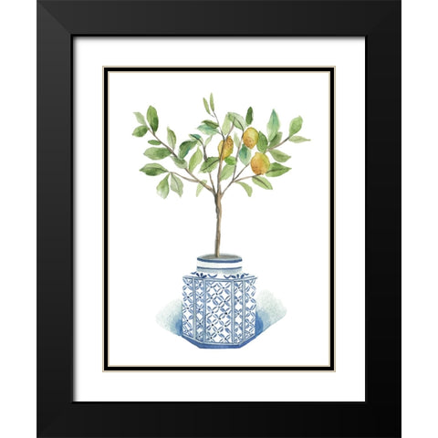 Growing Lemon I Black Modern Wood Framed Art Print with Double Matting by Wang, Melissa