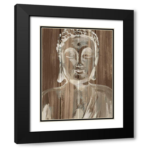 Buddha on Wood I Black Modern Wood Framed Art Print with Double Matting by Warren, Annie