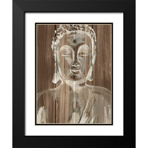 Buddha on Wood I Black Modern Wood Framed Art Print with Double Matting by Warren, Annie