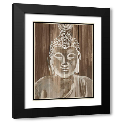 Buddha on Wood IV Black Modern Wood Framed Art Print with Double Matting by Warren, Annie