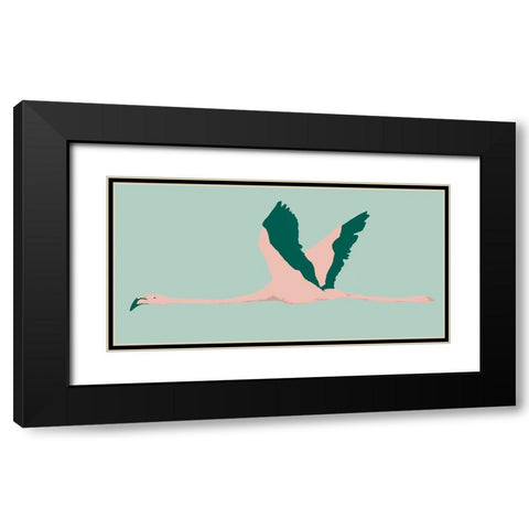 Sherbet Flamingos I Black Modern Wood Framed Art Print with Double Matting by Warren, Annie