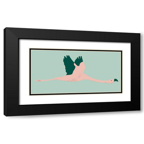 Sherbet Flamingos II Black Modern Wood Framed Art Print with Double Matting by Warren, Annie